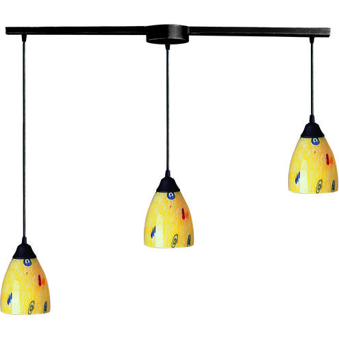 Classico 3 Light 36 inch Dark Rust Mini Pendant Ceiling Light in Yellow Blaze