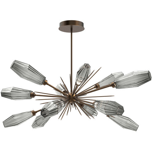 Aalto LED 53.3 inch Flat Bronze Linear Pendant Ceiling Light in Optic Rib Smoke, 2700K LED, Oval Starburst
