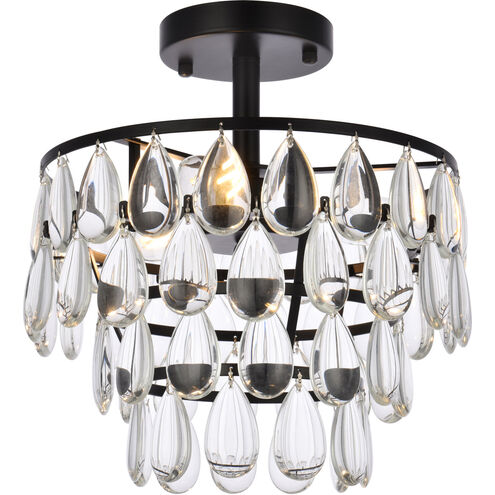 Mila 3 Light 12 inch Black Flush Mount Ceiling Light