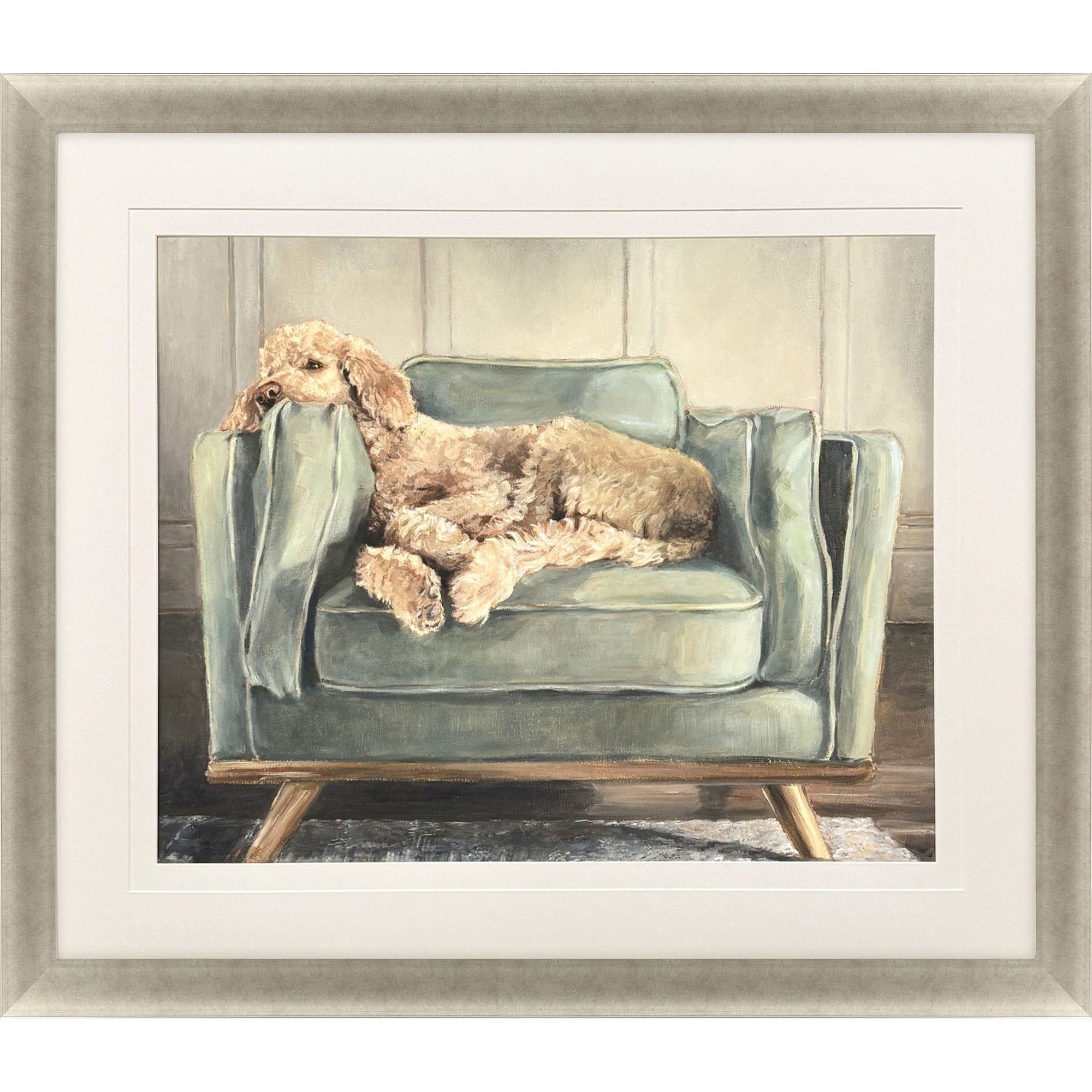 Canine Portrait Green and Beige and Brown Framed Art