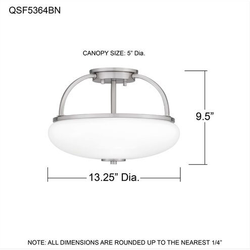 Easton 3 Light 13.25 inch Brushed Nickel Semi-Flush Mount Ceiling Light