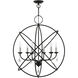 Aria 6 Light 28 inch Black with Brushed Nickel Finish Candles Pendant Chandelier Ceiling Light, Globe