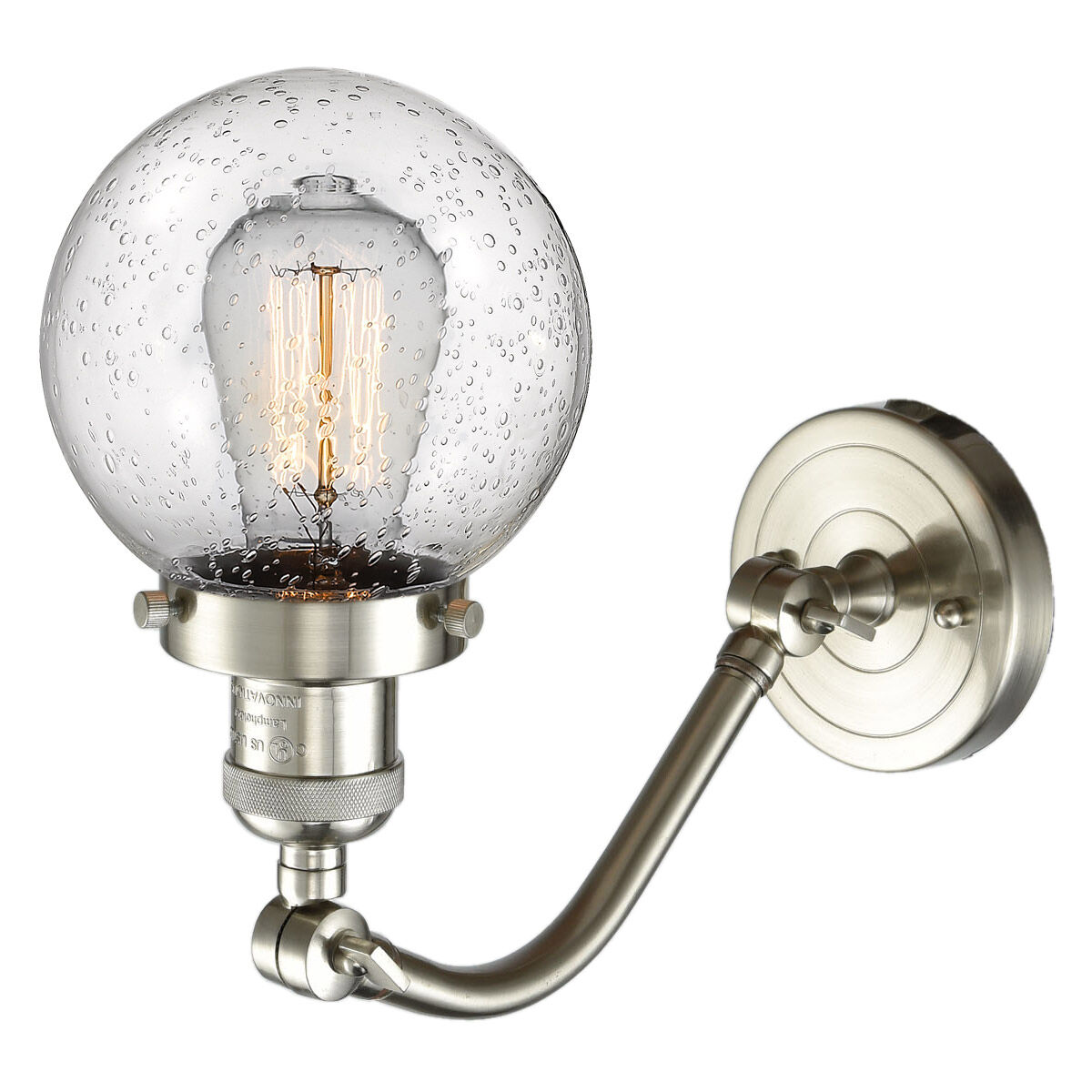 Franklin Restoration Beacon 1 Light 6 inch Brushed Satin Nickel Sconce Wall Light in Seedy Glass, Franklin Restoration