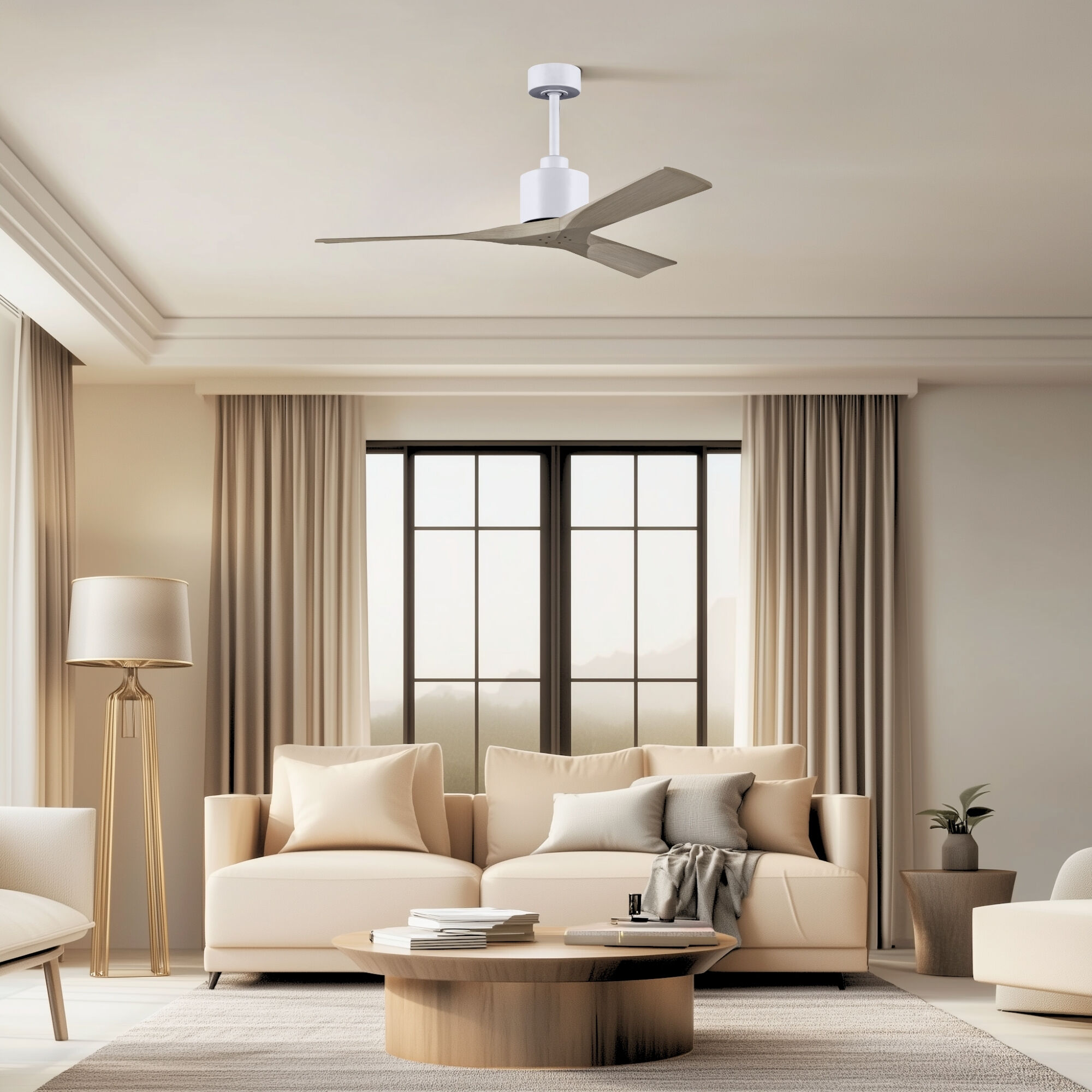 Atlas Nan 52 inch Matte White with Gray Ash Tone Blades Ceiling Fan