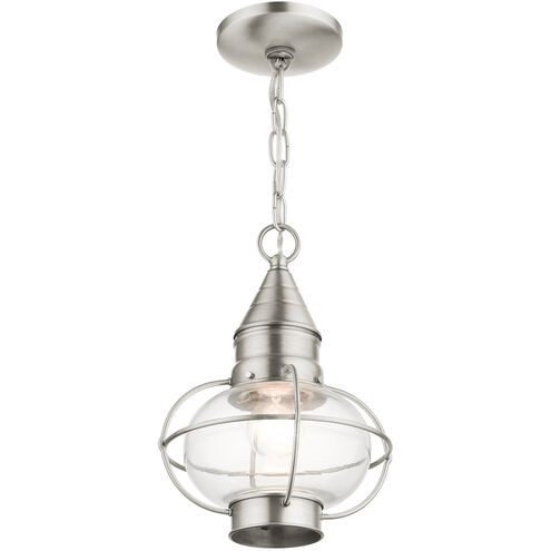 Newburyport 1 Light 9 inch Brushed Nickel Outdoor Pendant Lantern