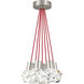 Sean Lavin Kira LED Satin Nickel Pendant Ceiling Light in Red Cord, LED 90 CRI 2200K-3000K, Integrated LED