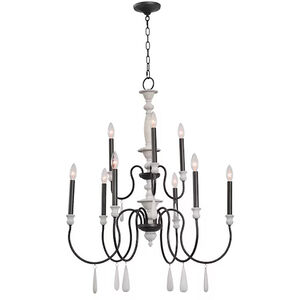 Brownell 9 Light 30 inch Anvil Iron with Antique White Chandelier Ceiling Light