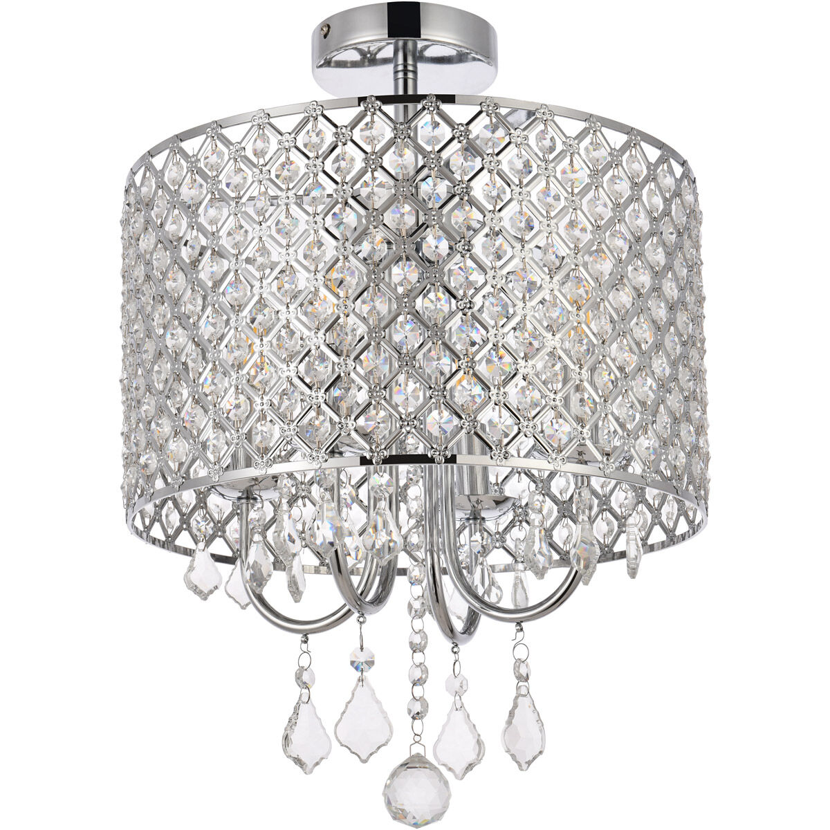 Elise 4 Light 14 inch Chrome Flush Mount Ceiling Light