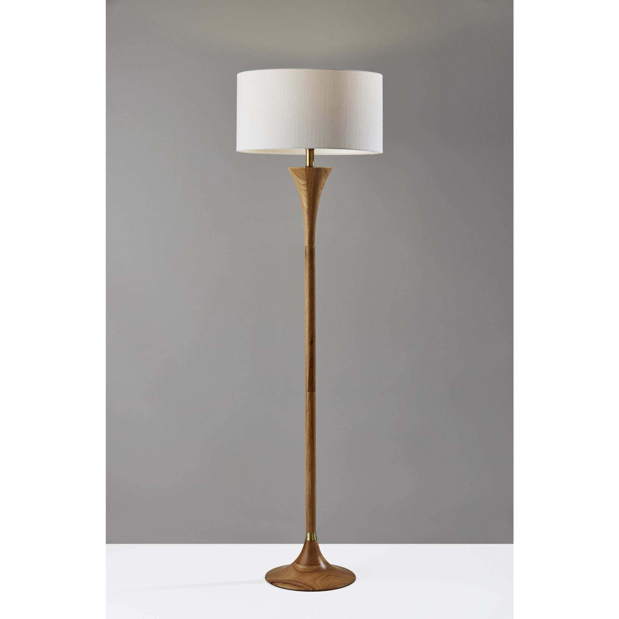 Rebecca 60 inch 100.00 watt Natural Rubberwood with Antique Brass Accent Floor Lamp Portable Light