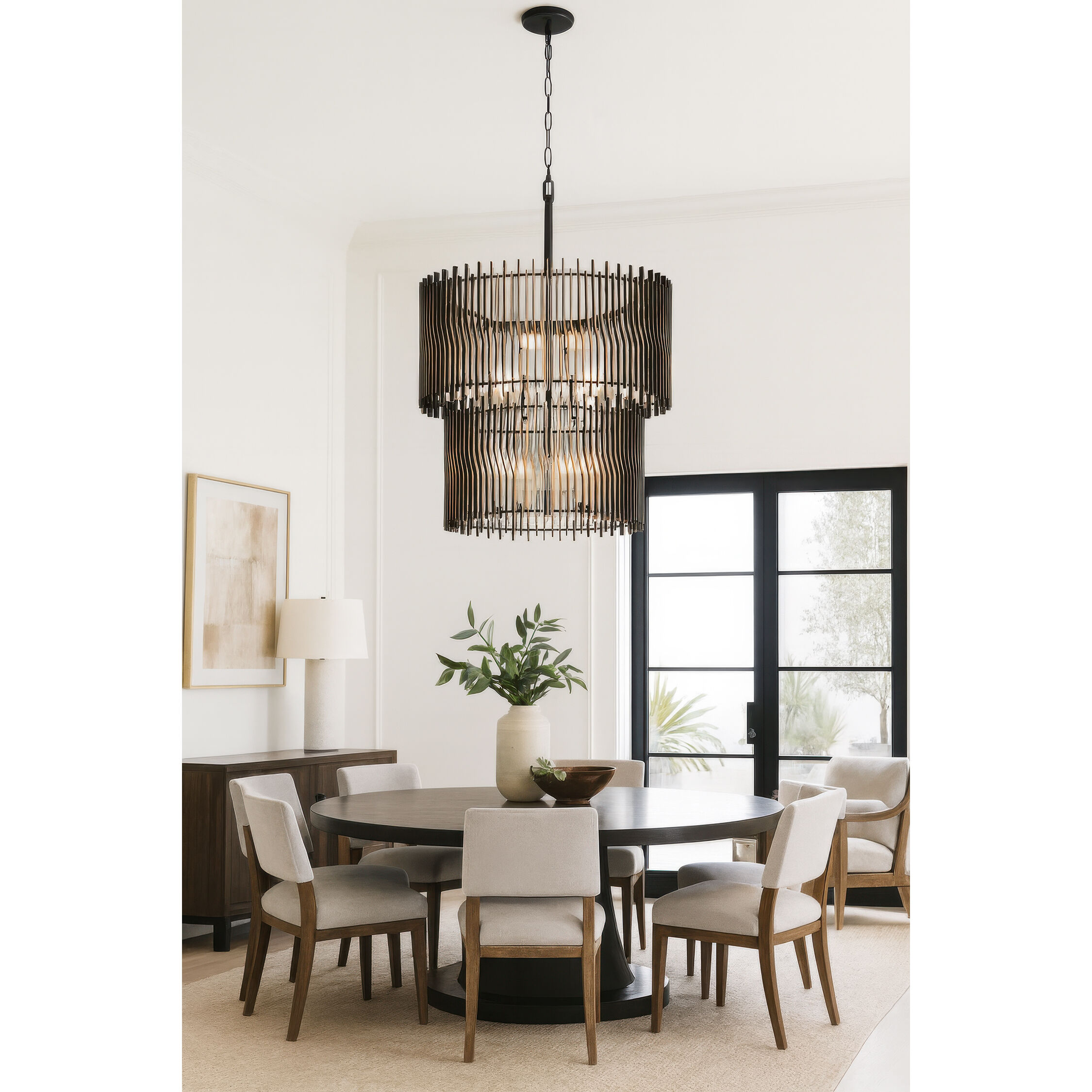 Park Row 14 Light 32 inch Matte Black and French Gold Chandelier Ceiling Light