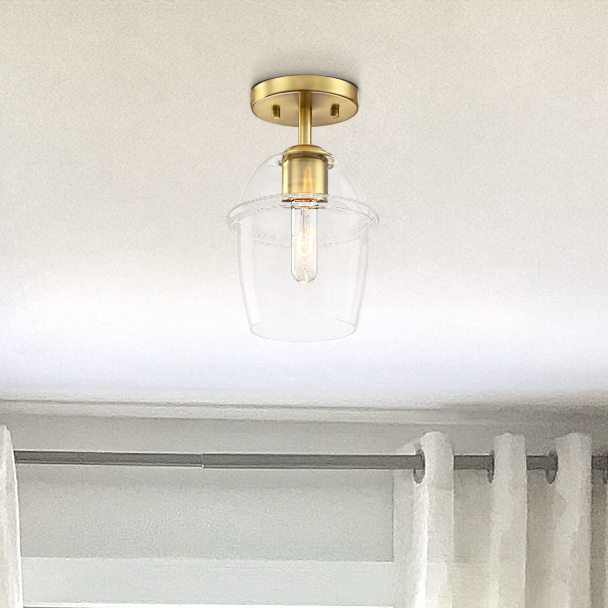 Summer Jazz 1 Light 7 inch Brushed Gold Semi Flush Mount Ceiling Light