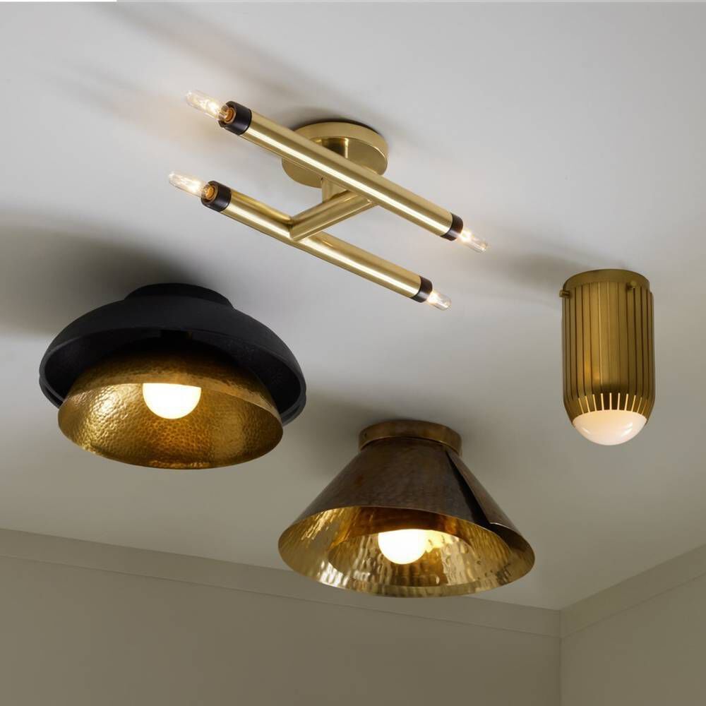 York 1 Light 5.5 inch Antique Brass Flush Mount Ceiling Light