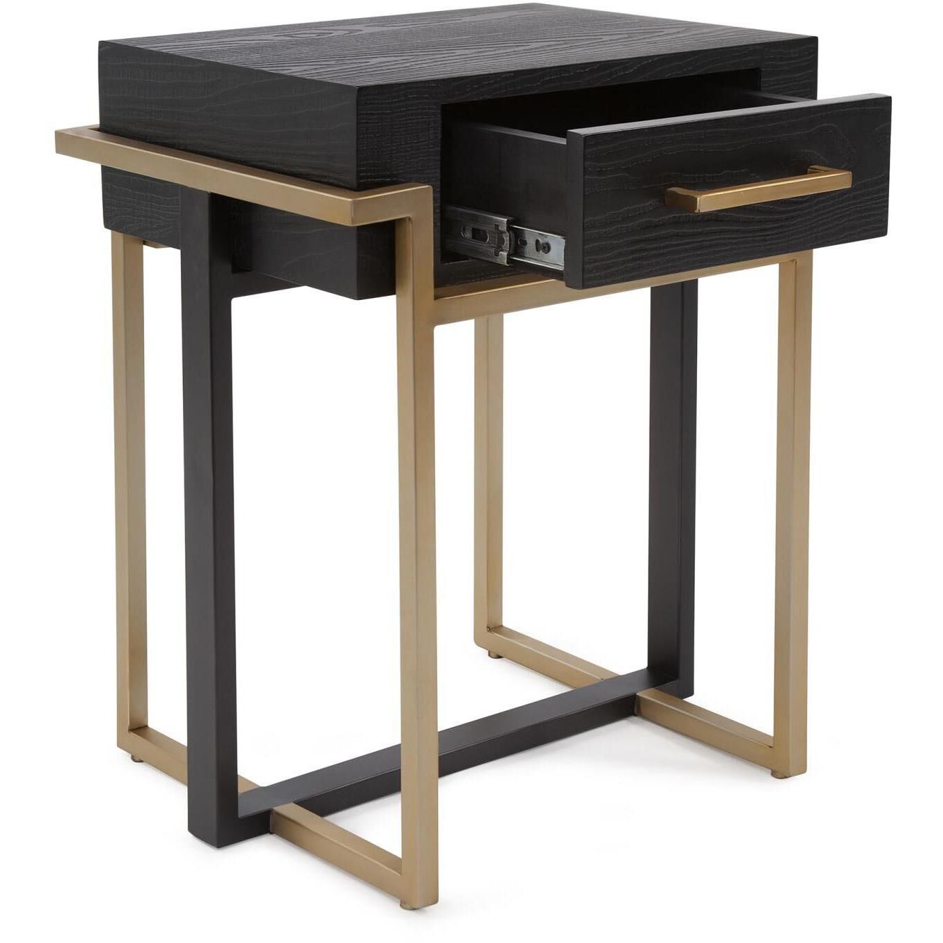 Evora 23.5 X 20 inch Matte Black and Gold Side Table