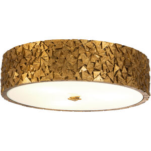 Mosaic 3 Light Gold Bath/Flush Mounts Ceiling Light in Gold Leaf with Antique