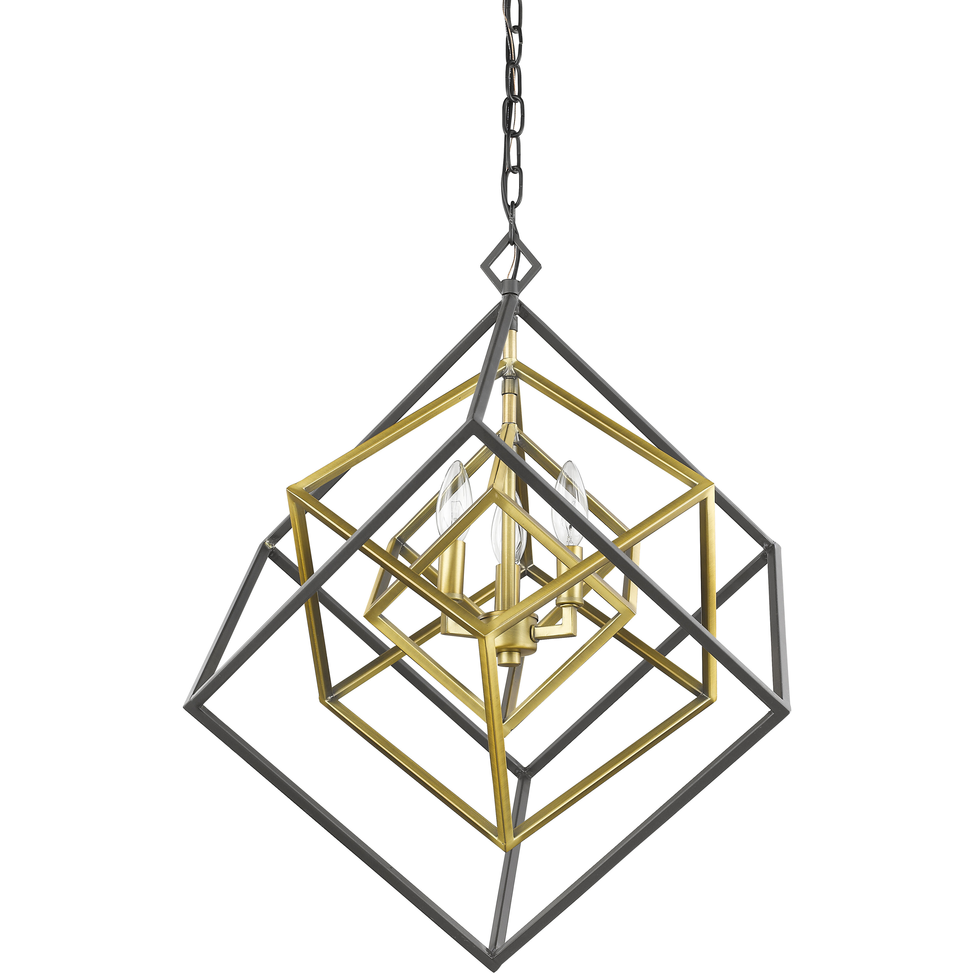 Euclid 3 Light 23 inch Olde Brass and Bronze Chandelier Ceiling Light