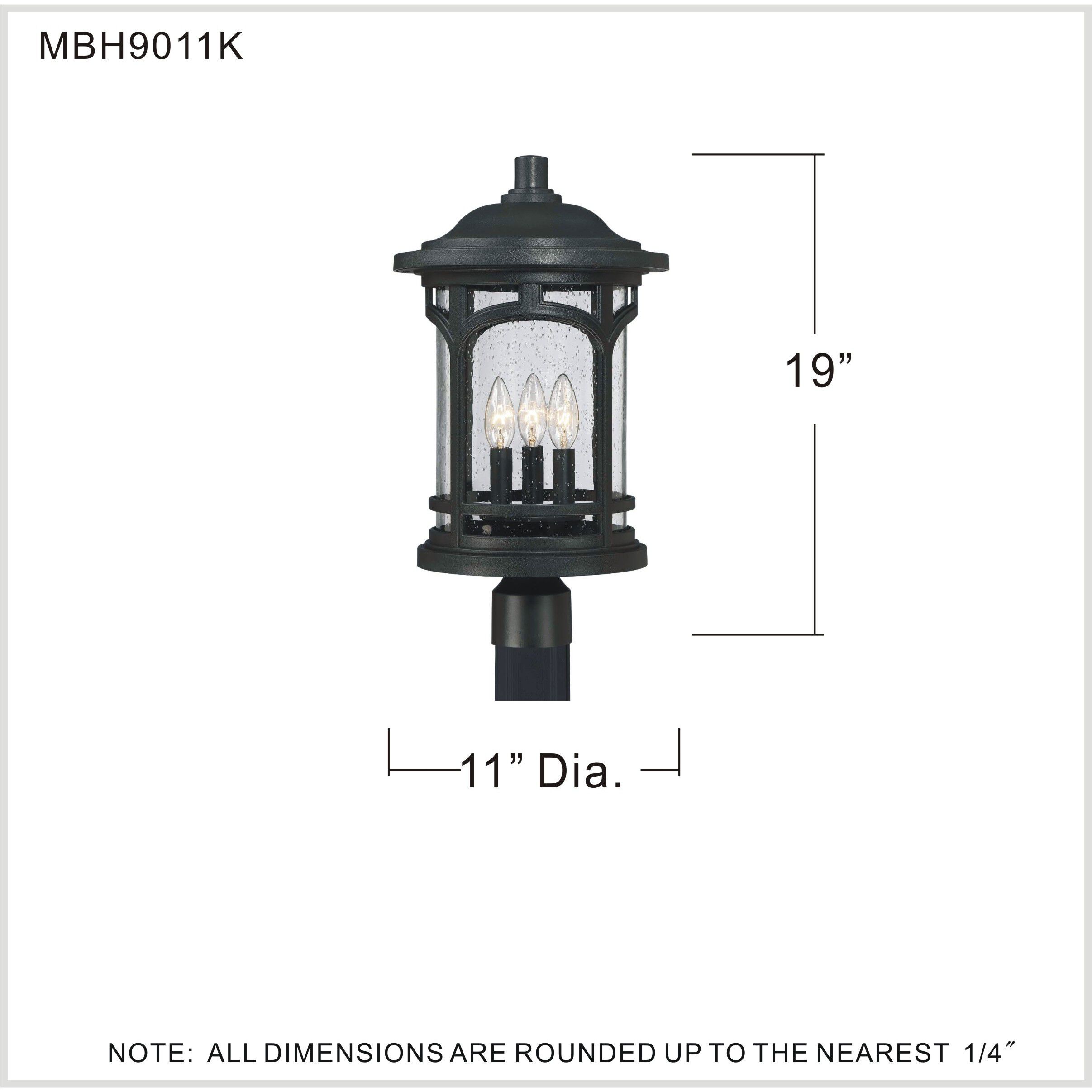 Marblehead 3 Light 19 inch Mystic Black Outdoor Post Lantern