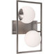 Charm 2 Light 10 inch Brushed Nickel Sconce Wall Light