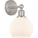 Edison Athens 1 Light 6 inch Brushed Satin Nickel Sconce Wall Light in Matte White Glass