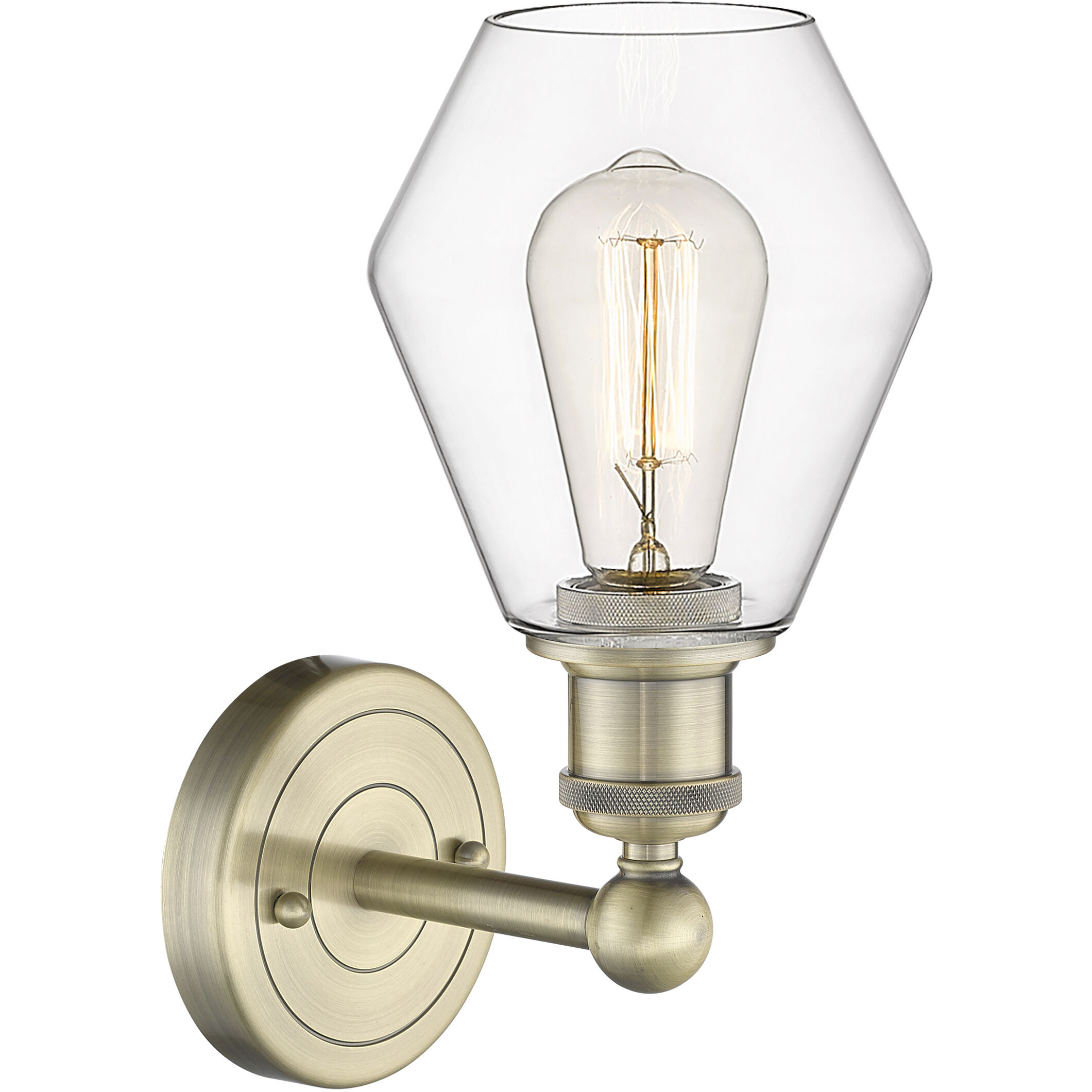 Cindyrella Sconce Wall Light in Antique Brass, Clear