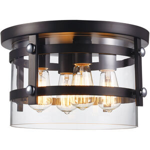 Anderson 4 Light 14 inch Black and Polished Chrome Flushmount Ceiling Light