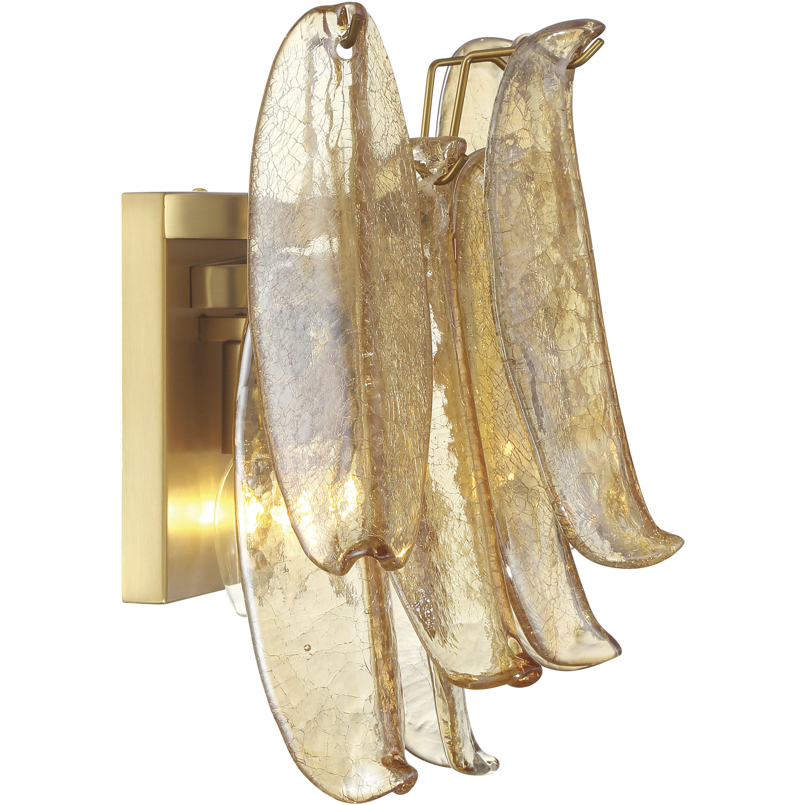 Regent Wall Sconce Wall Light in Amber Crackled Glass