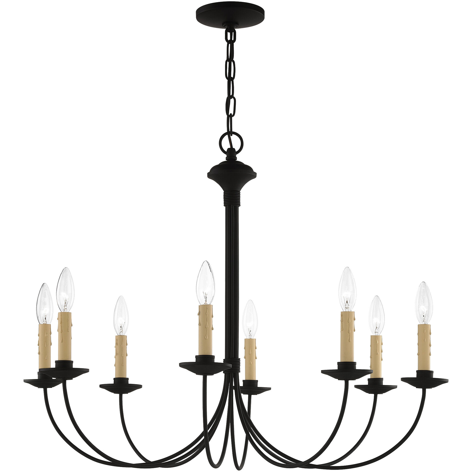 Heritage 8 Light 30 inch Black Chandelier Ceiling Light