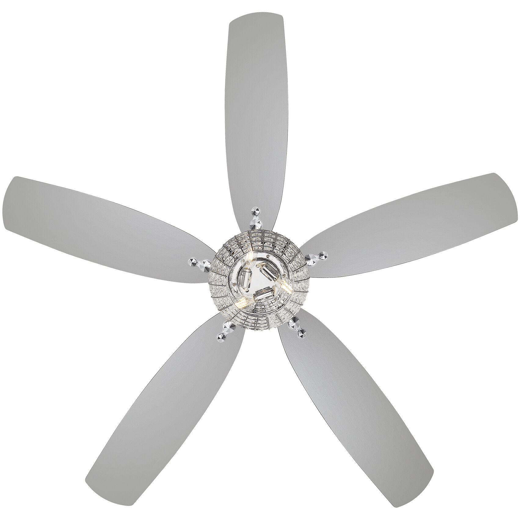 Bling 56 inch Chrome with Silver Blades Ceiling Fan