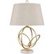 Morely 26 inch 150 watt Gold Leaf with White Table Lamp Portable Light