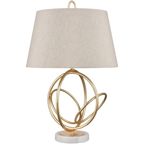 Morely 26 inch 150 watt Gold Leaf with White Table Lamp Portable Light