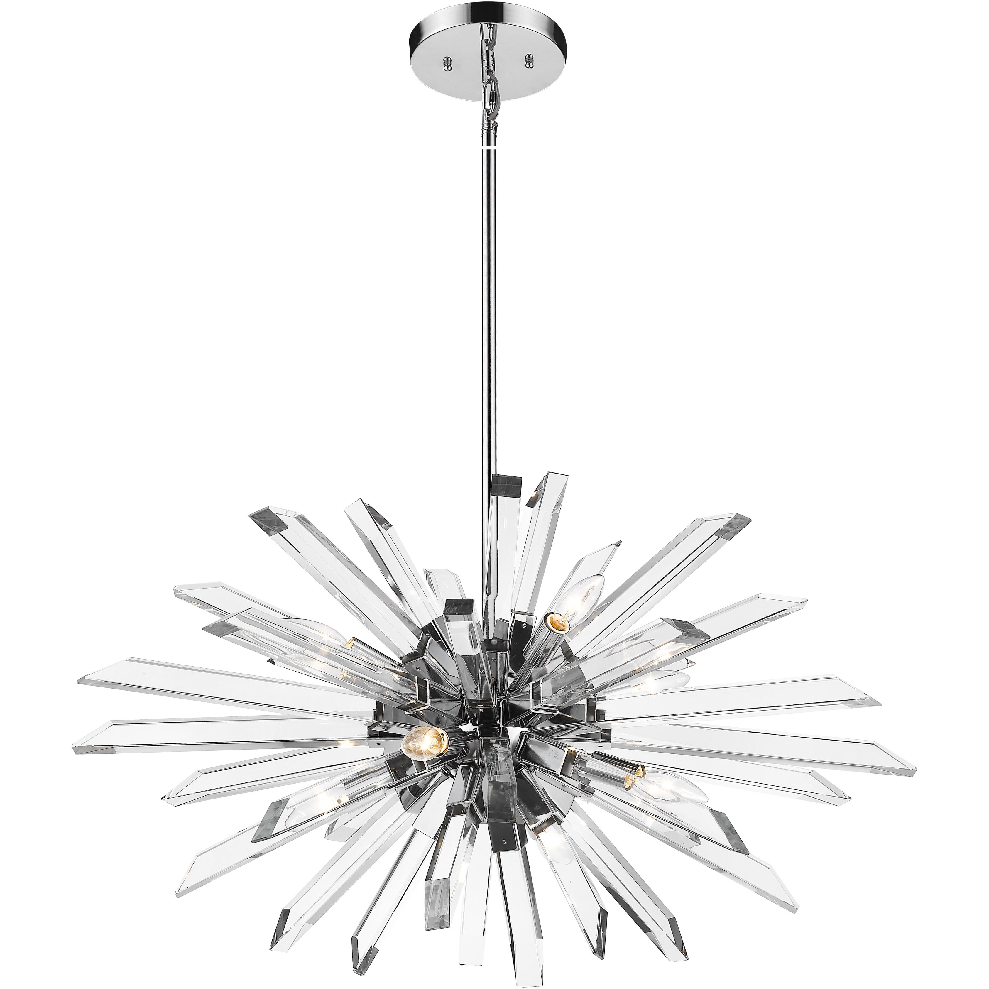 Burst 8 Light 33.25 inch Chrome Chandelier Ceiling Light in 45