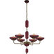 Verde 6 Light 40 inch Satin Brass Pendant Ceiling Light in Magenta