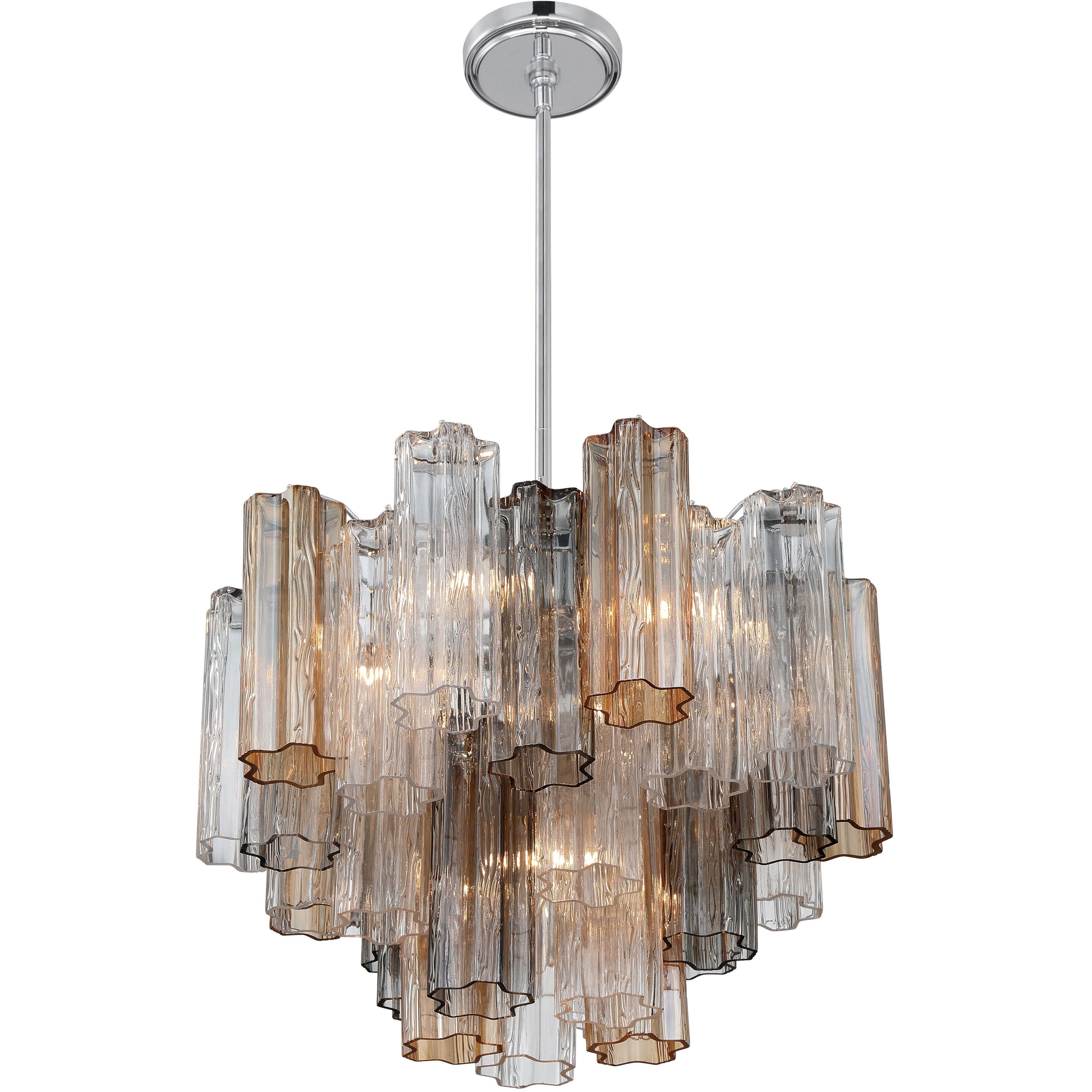 Addis 6 Light 19.75 inch Polished Chrome Chandelier Ceiling Light in Tronchi Glass Autumn