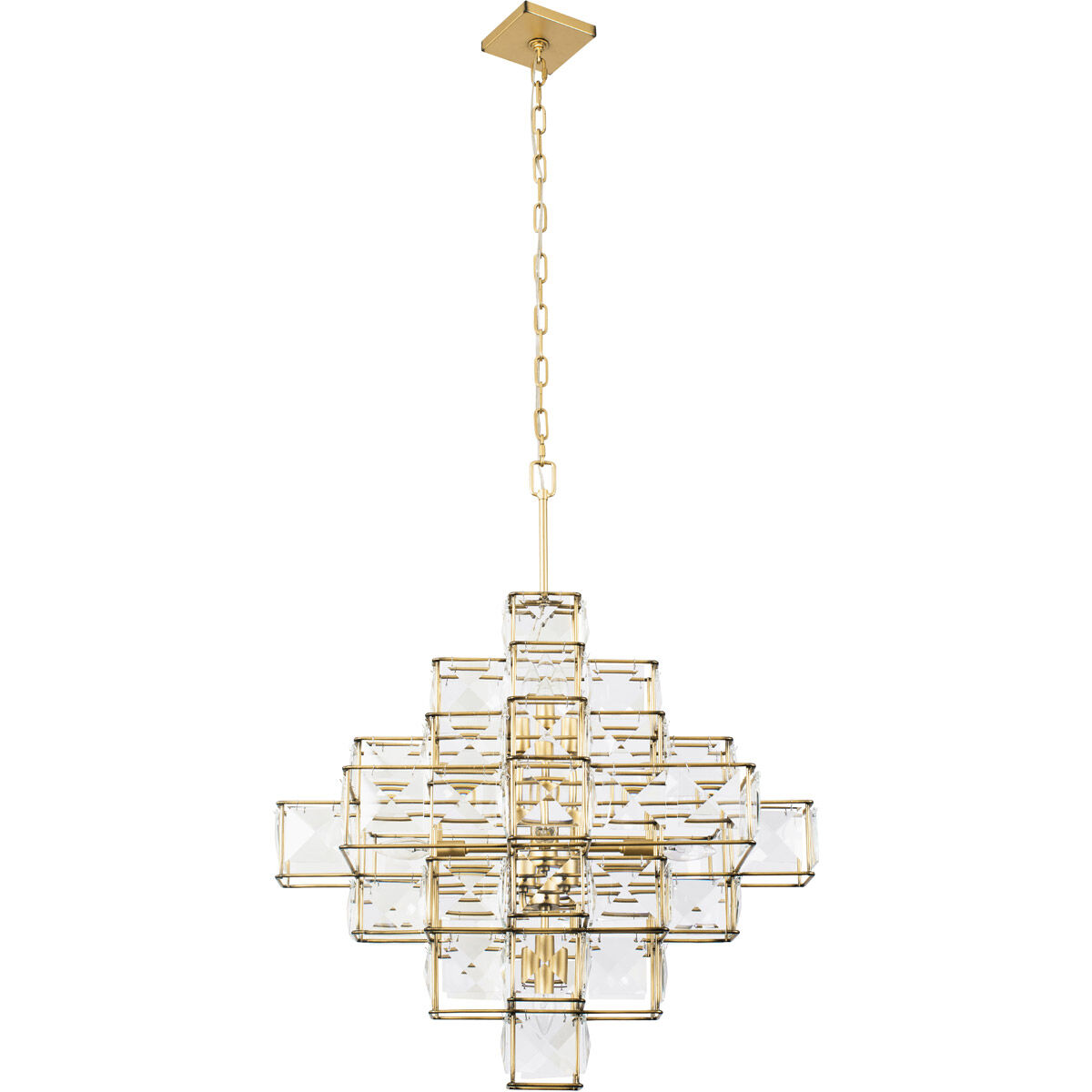Cubic 6 Light 25.8 inch Calypso Gold Chandelier Ceiling Light