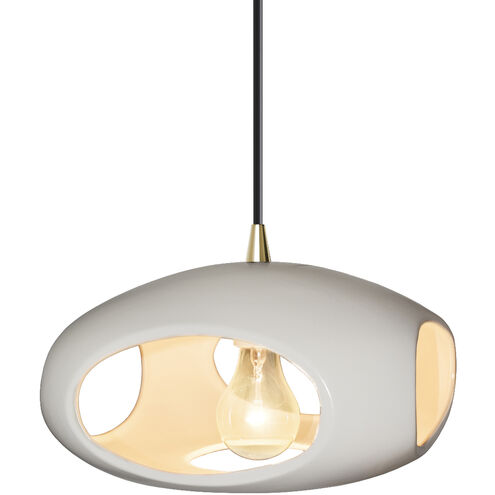 Radiance Collection 1 Light 12 inch Antique Brass and Matte White and Black Pendant Ceiling Light