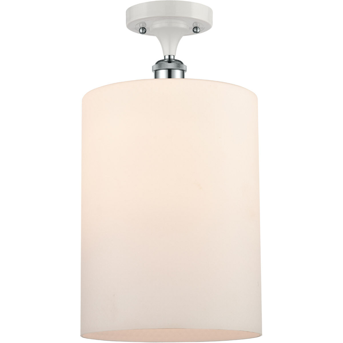 Ballston Large Cobbleskill LED 9 inch White and Polished Chrome Semi-Flush Mount Ceiling Light in Matte White Glass, Ballston