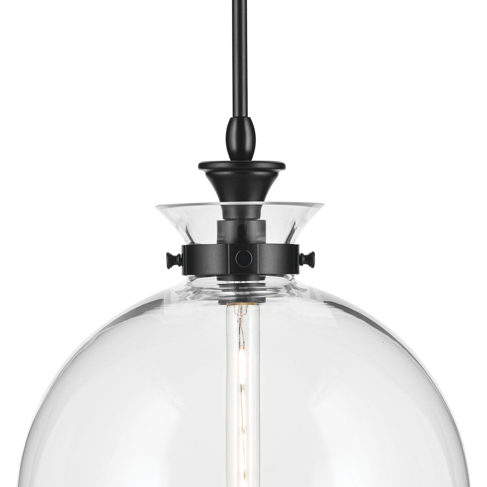 Laria 1 Light Black Pendant Ceiling Light in Clear