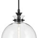 Laria 1 Light Black Pendant Ceiling Light in Clear