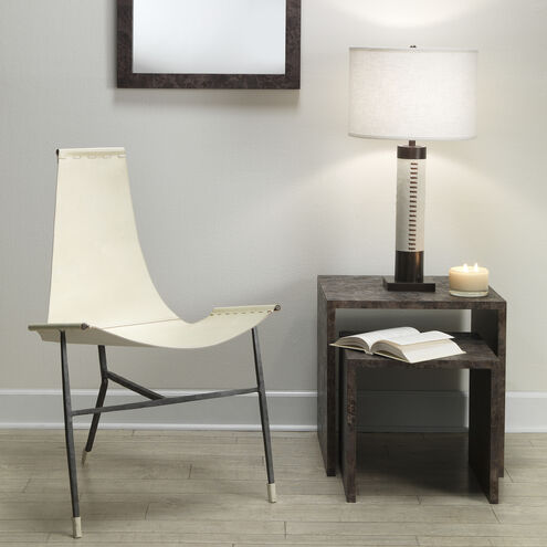 Sheridan 31.5 inch 150 watt White Hide & Oil Rubbed Bronze Metal Table Lamp Portable Light