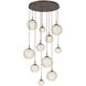 Gaia LED 36 inch Flat Bronze Multi-Pendant Ceiling Light in Amber, 2700K LED