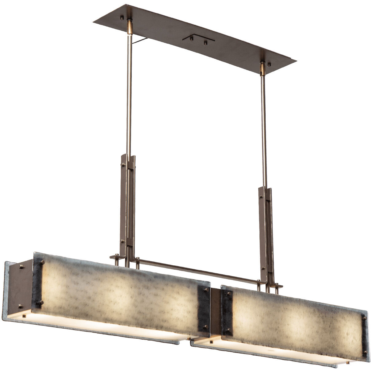 Urban Loft 6 Light 44.4 inch Burnished Bronze Linear Pendant Ceiling Light in Frosted Granite, E26 Incandescent, Trestle