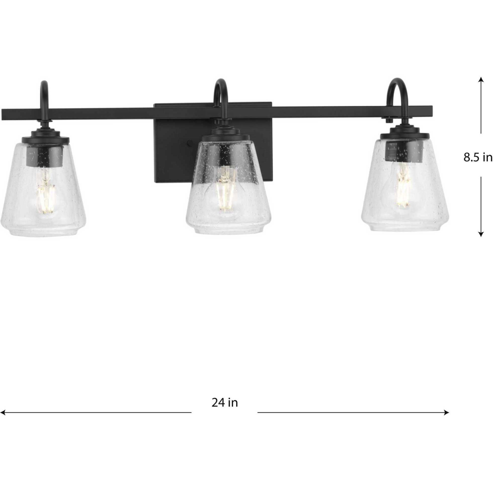 Martenne 3 Light 24 inch Matte Black Bathroom Vanity Light Wall Light
