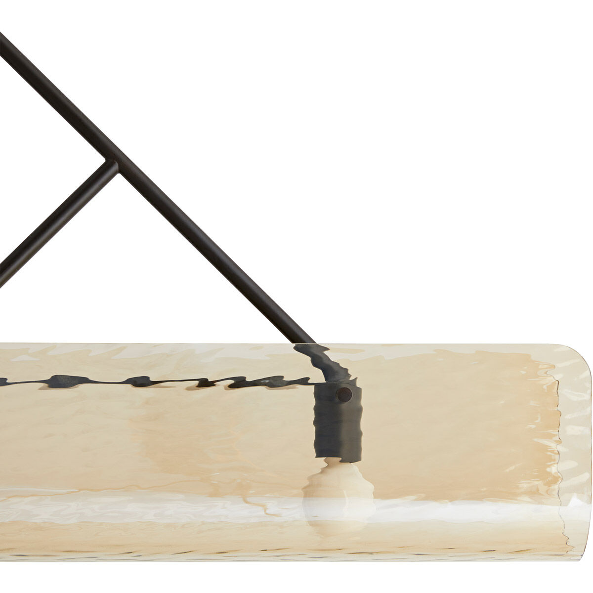 Bend 4 Light 48 inch Blackened Steel Linear Chandelier Ceiling Light in Rippled Amber Glass