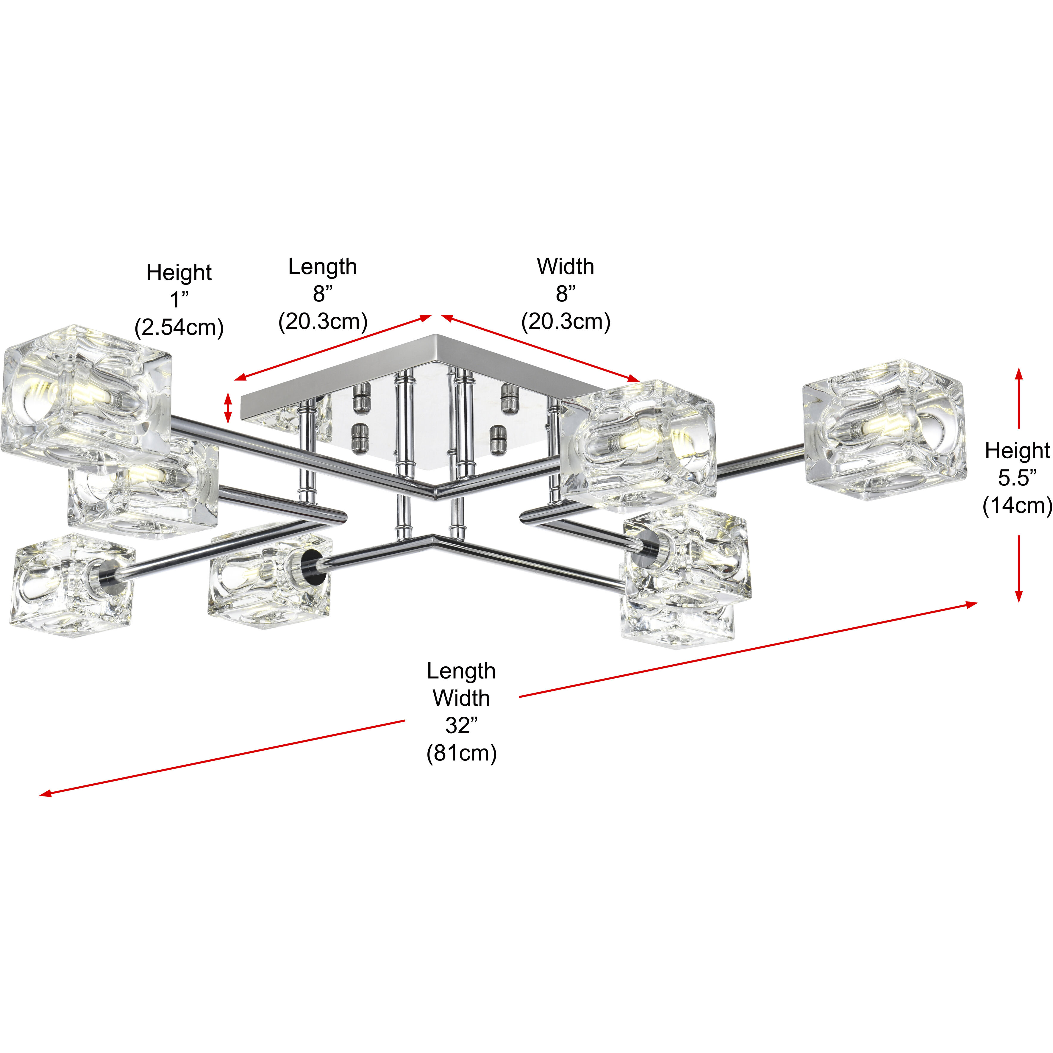 Lyra 8 Light 32 inch Chrome Flush Mount Ceiling Light