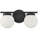 Mid-Century Modern 2 Light 16 inch Matte Black Bathroom Vanity Light Wall Light