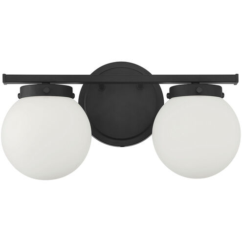 Mid-Century Modern 2 Light 16 inch Matte Black Bathroom Vanity Light Wall Light