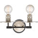 Restoration Aurora 2 Light 13.88 inch Brushed Satin Nickel Bath Vanity Light Wall Light, Restoration