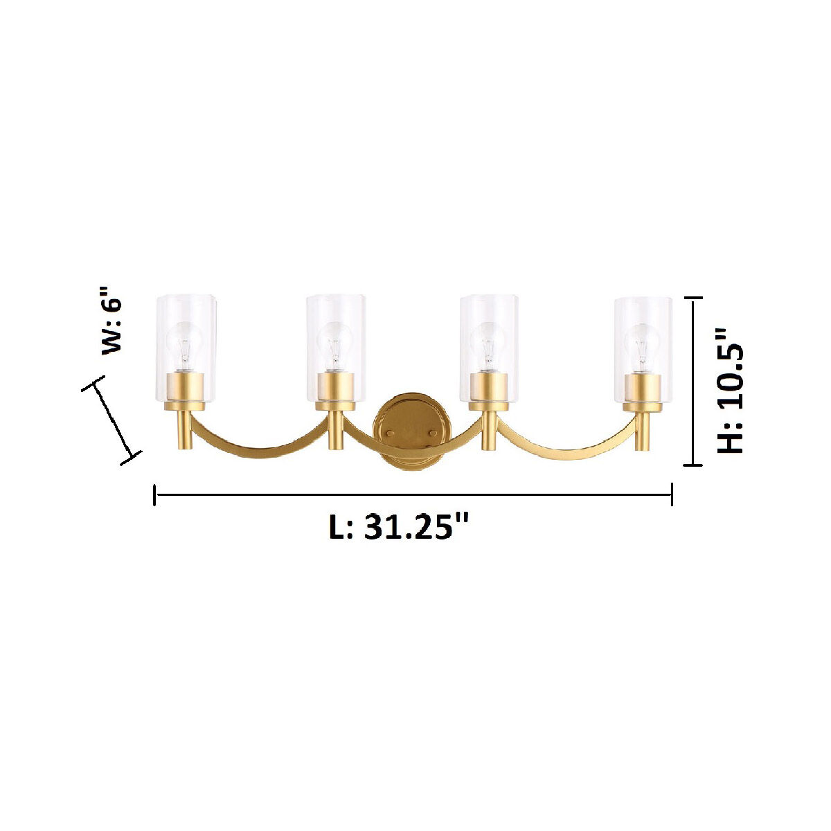 Devora 4 Light 31.25 inch Antique Gold Bath Vanity Wall Light
