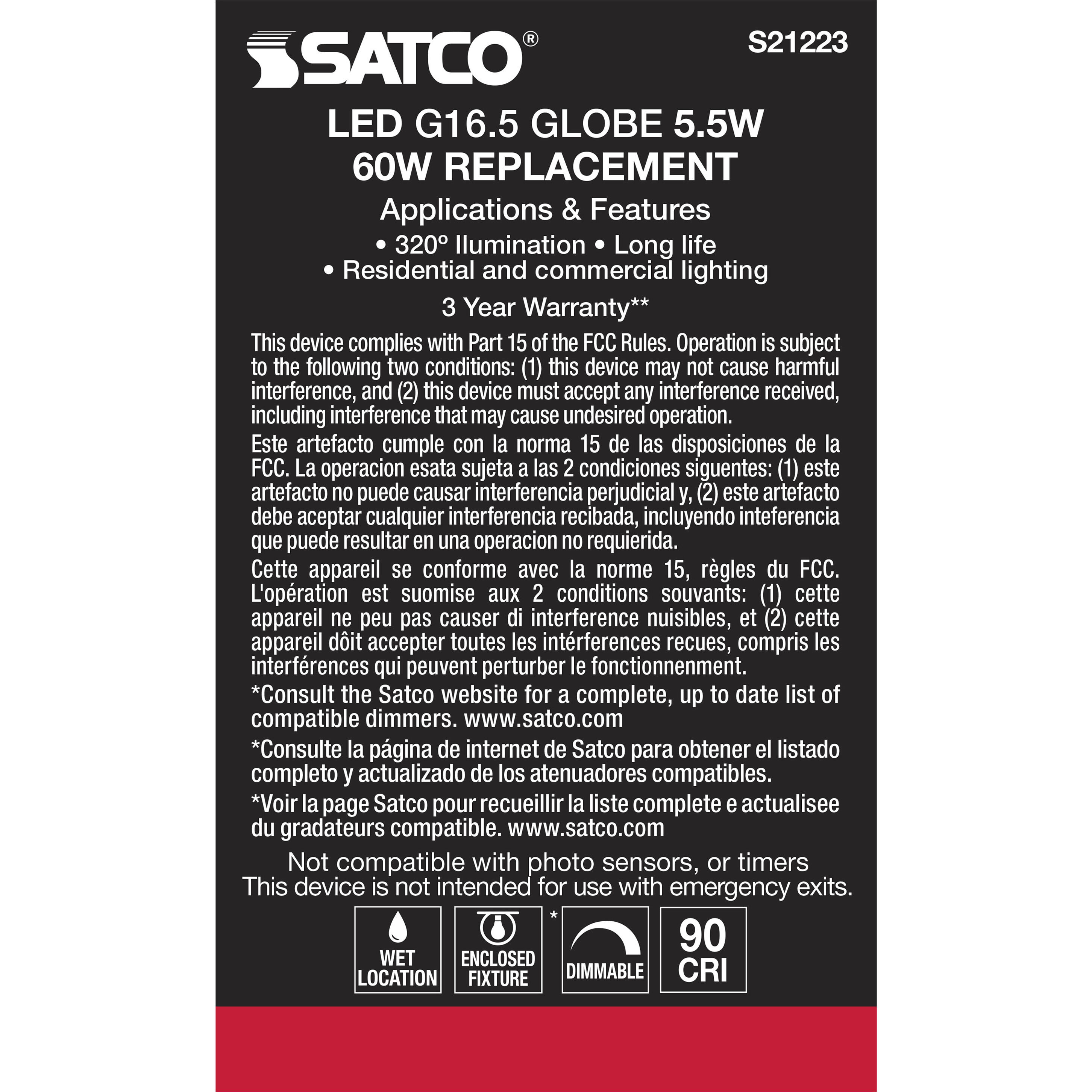 Lumos  G16.5 LED Medium Medium 5.50 watt 2700K LED Filament