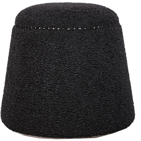 Gumdrop 17 inch Faux Black Shearling and Black Nickel Ottoman