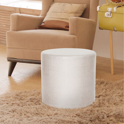 No Tip 17 inch Avanti White Cylinder Ottoman with Cover